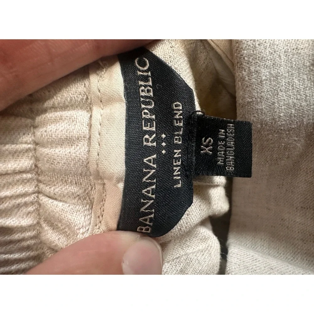 Banana Republic Linen‎ Blend Wide Leg Cropped Pants Flax Beige Size XS 25 Inseam